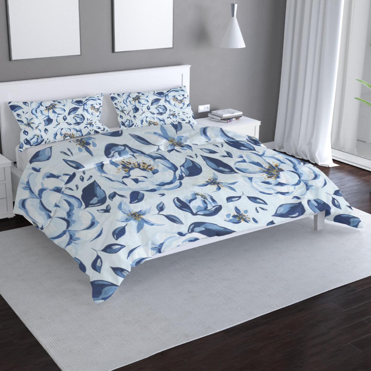 Blue Floral Duvet Set - Mirphys