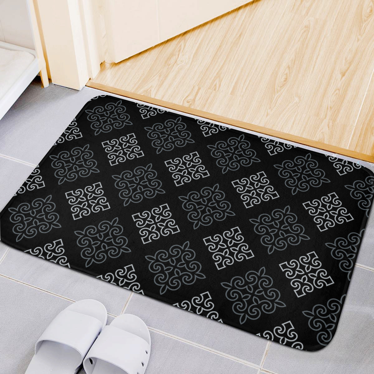 Black Damask Floor Mat - Mirphys