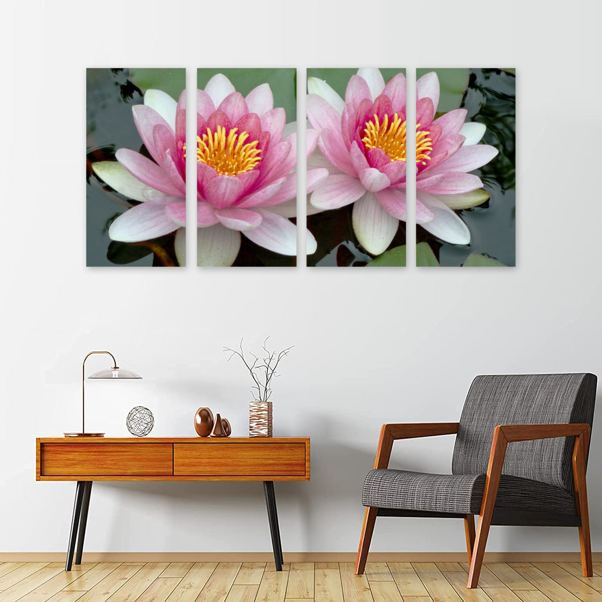 Lotus Flower Quadriptych Wall Art - Mirphys