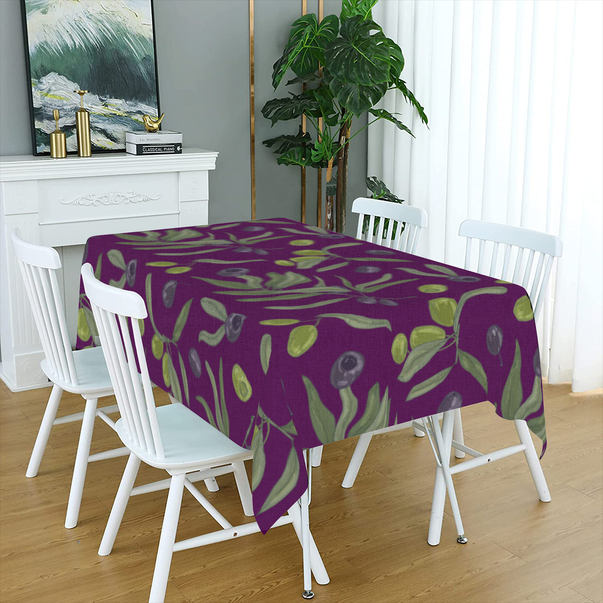 Aubergine and Olive Linen Tablecloth - Mirphys