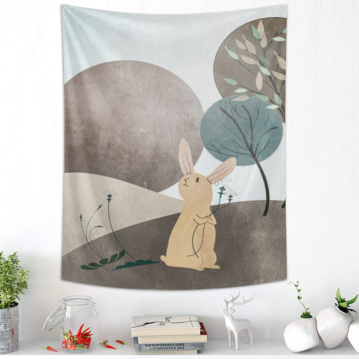 Boho Rabbit Tapestry