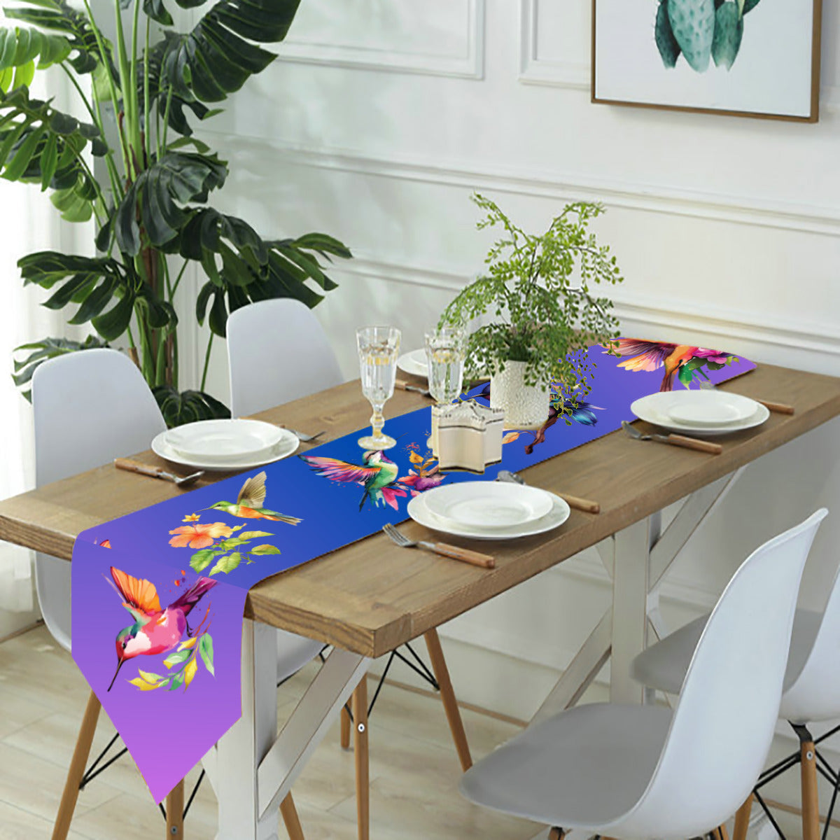 Colorful Birds Design Table Runner