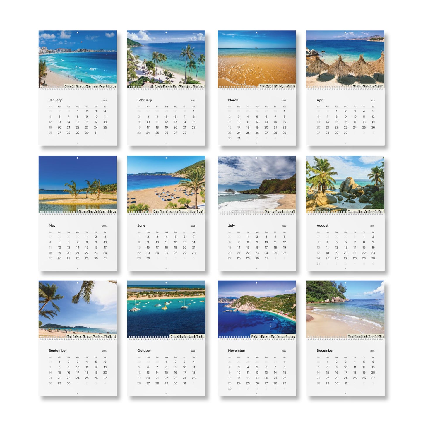 2025 Wall Calendar - Beautiful Beaches