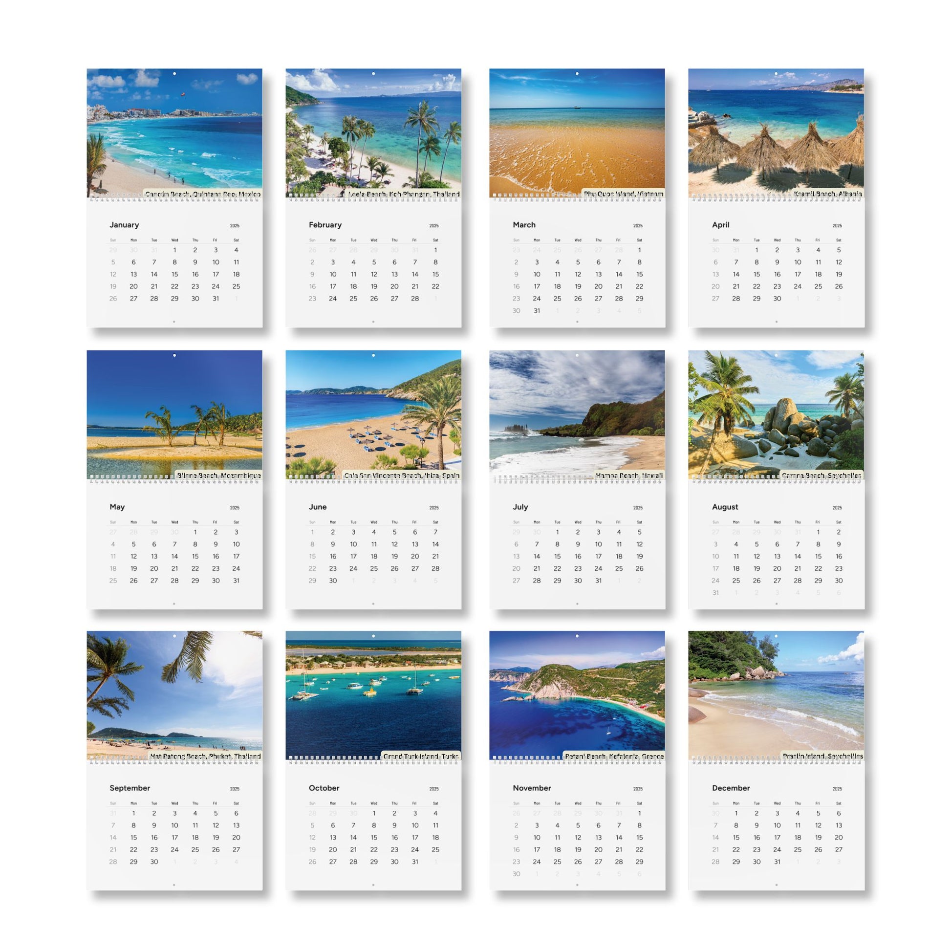 2025 Wall Calendar - Beautiful Beaches