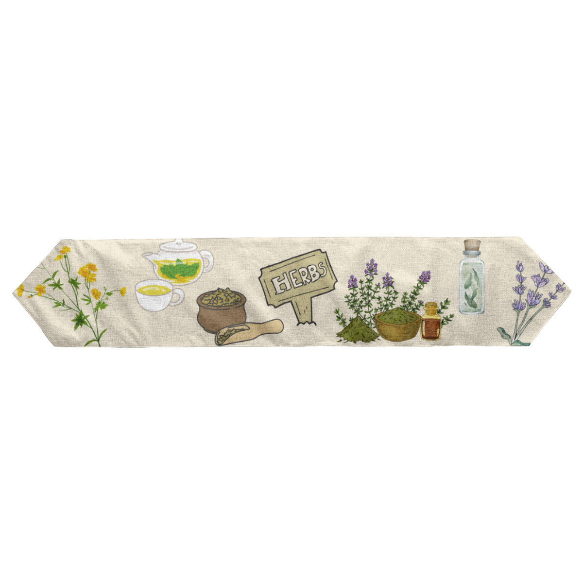 Watercolor Herb Table Runner