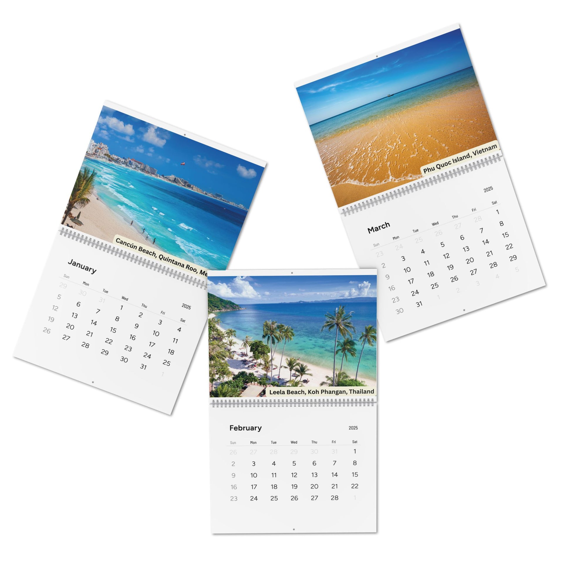 2025 Wall Calendar - Beautiful Beaches