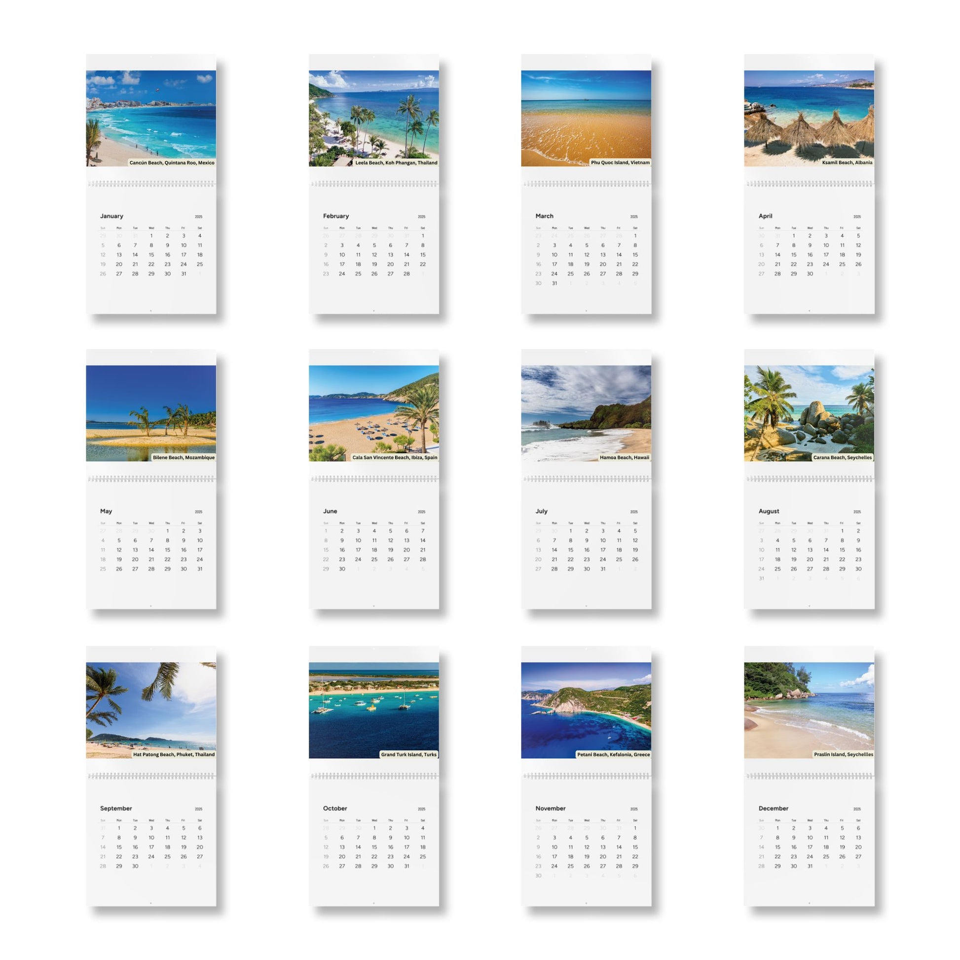 2025 Wall Calendar - Beautiful Beaches