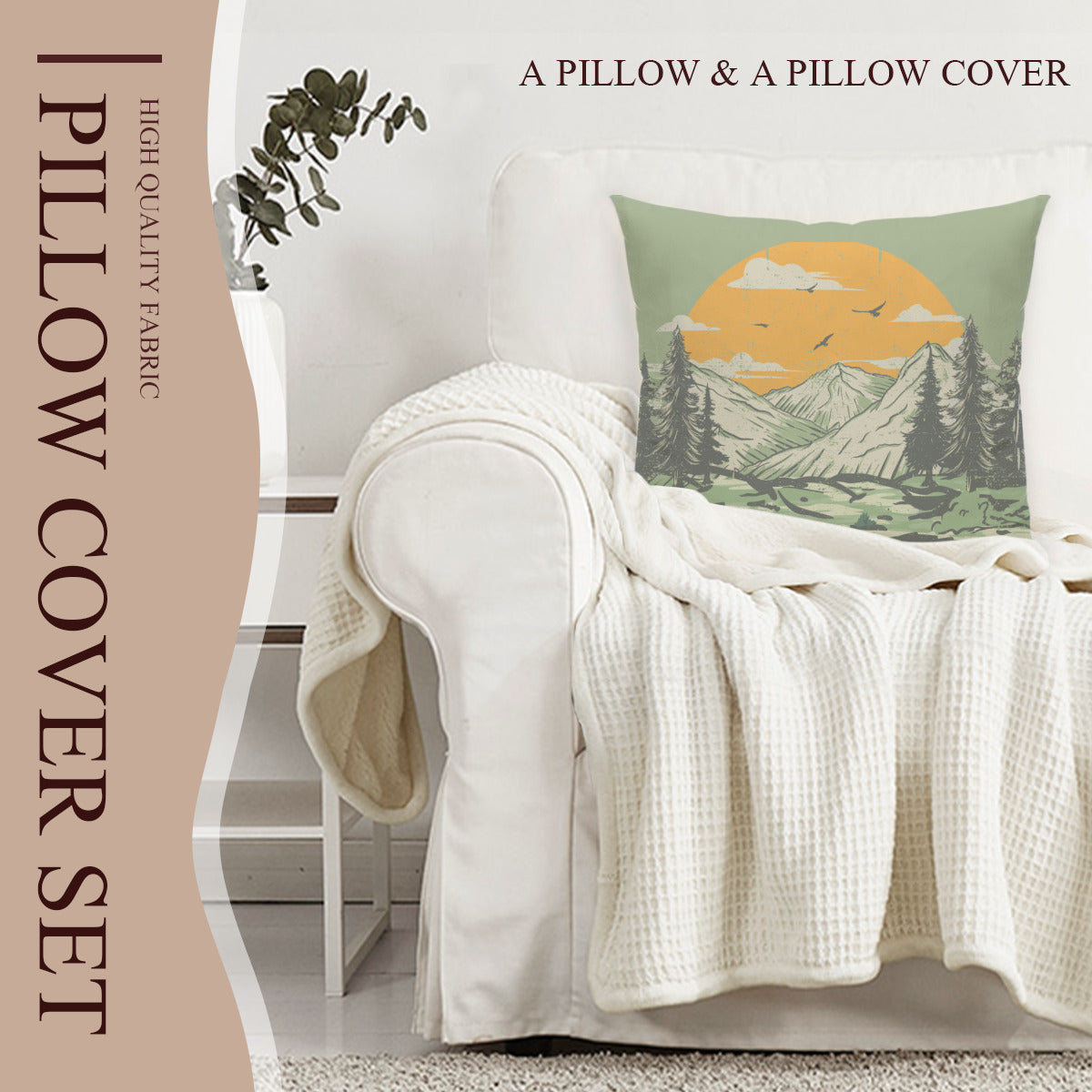 Retro Mountain Throw Cushion