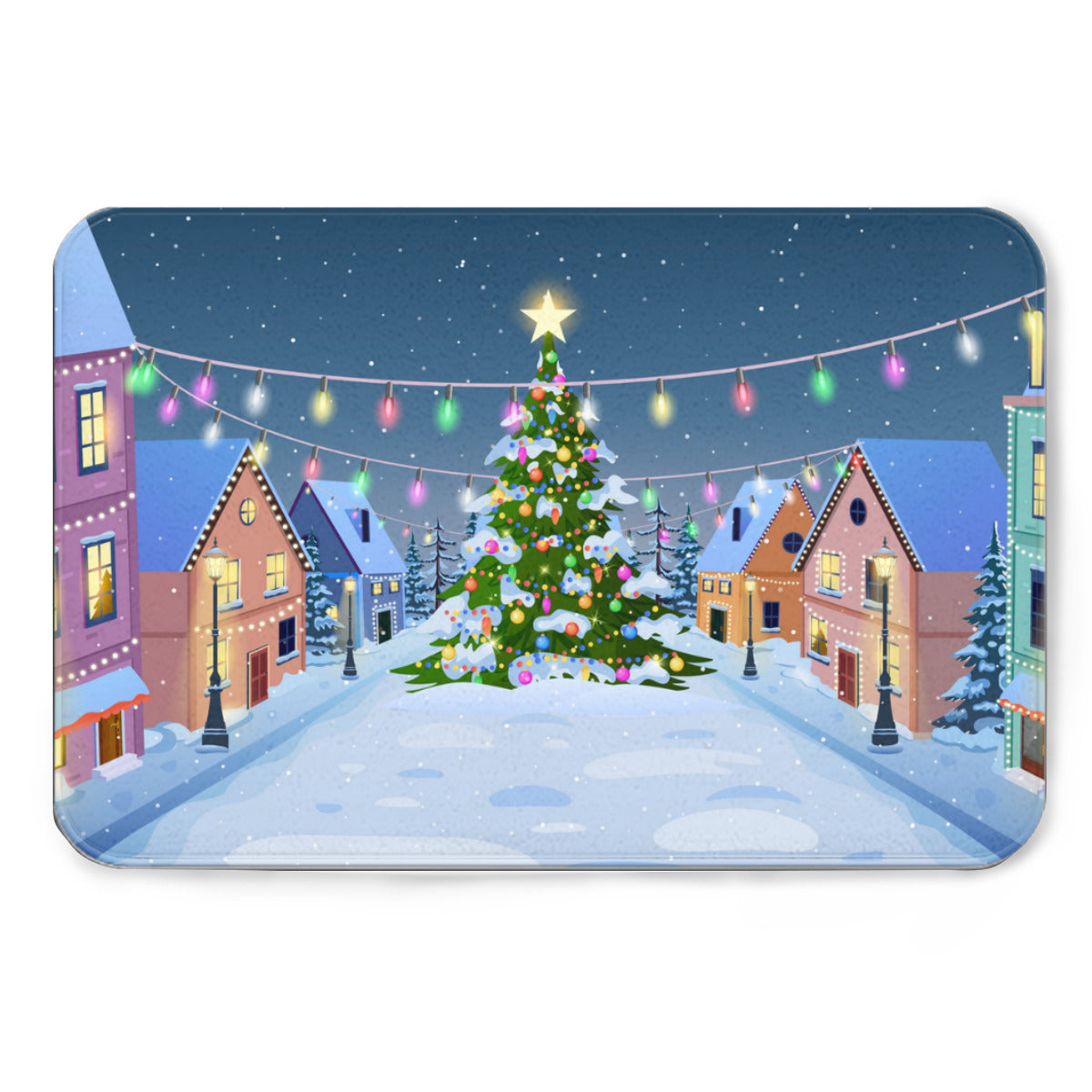 Winter City Christmas Floor Mat