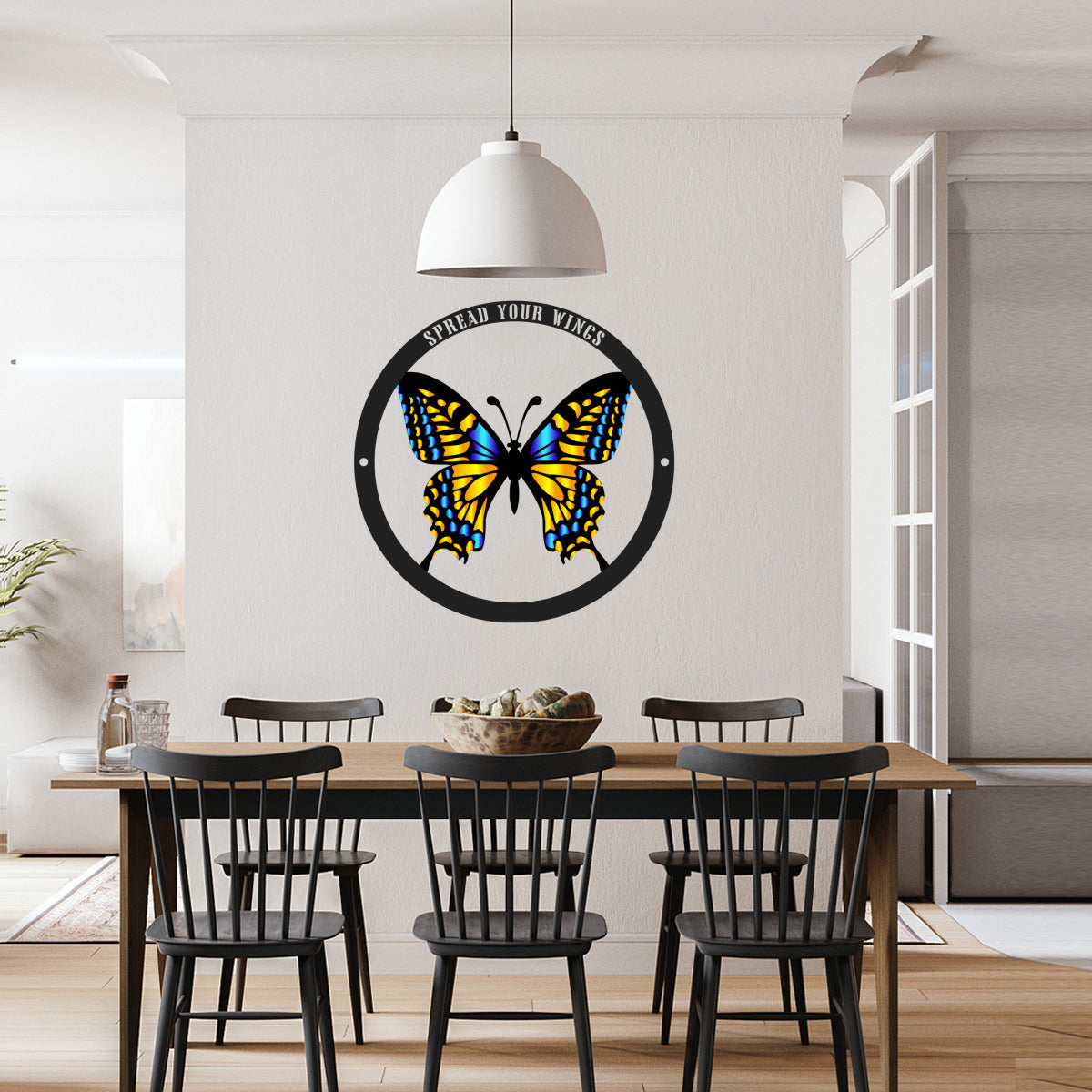 Yellow and Blue Butterfly Die-Cut Metal Wall Art | “Spread Your Wings