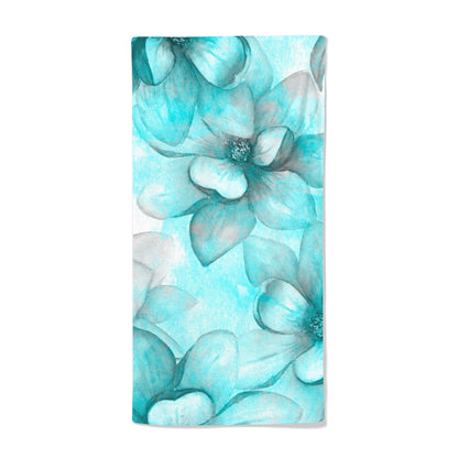 Teal Flowers Microfiber Hand Towel