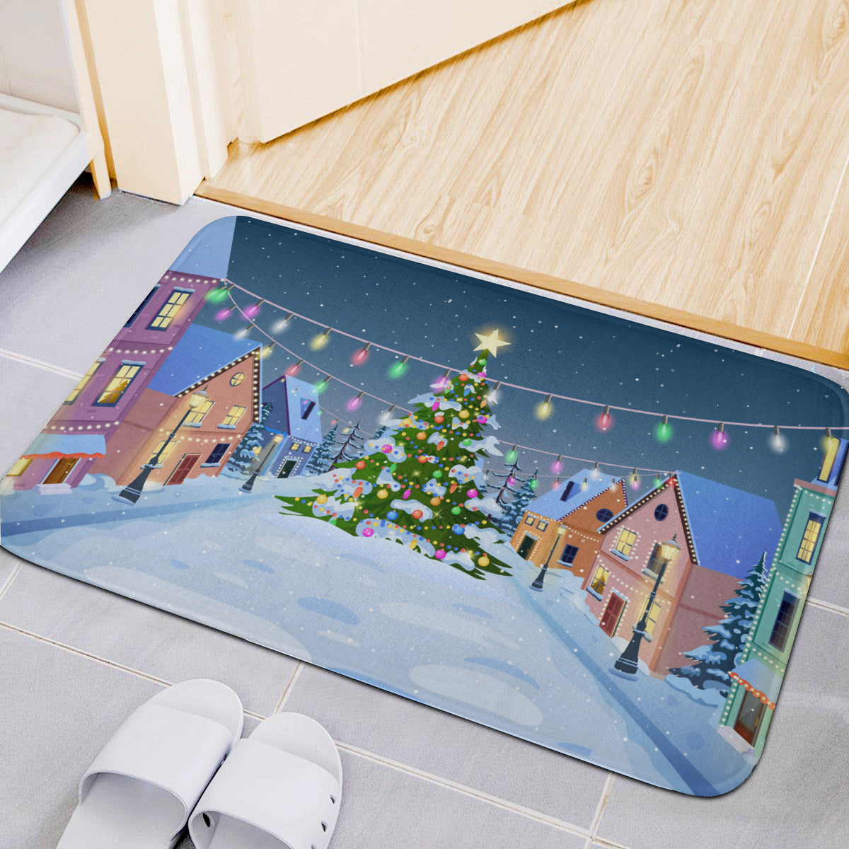 Winter City Christmas Floor Mat