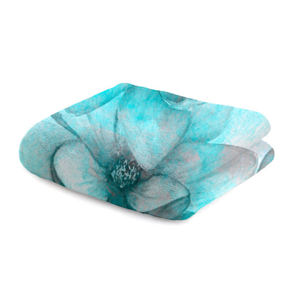 Teal Flowers Microfiber Hand Towel