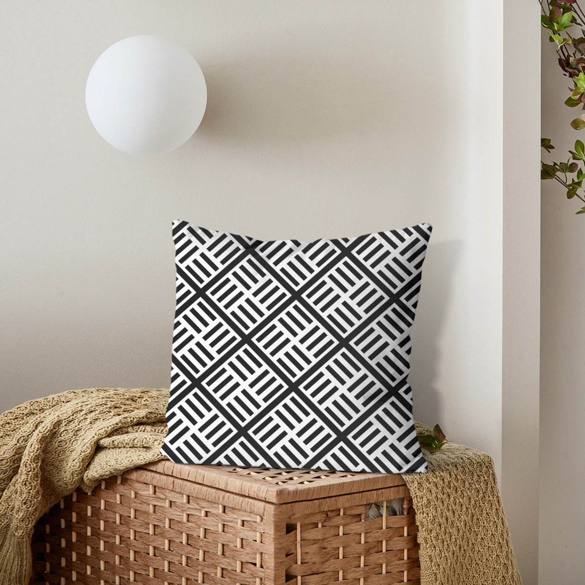 Black and White Geometric Throw Cushion