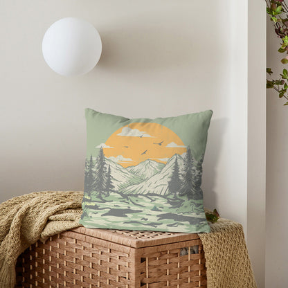 Retro Mountain Throw Cushion